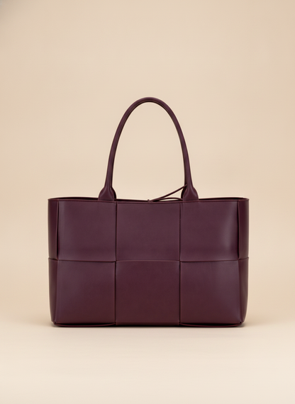 Purple Woven Vegan Leather Tote Bag