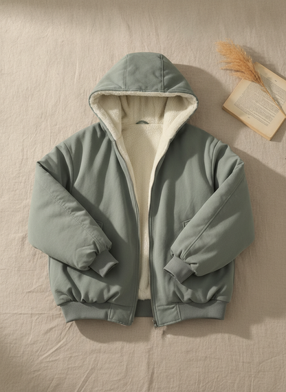 Reversible Cotton Fleece Hooded Winter Coat