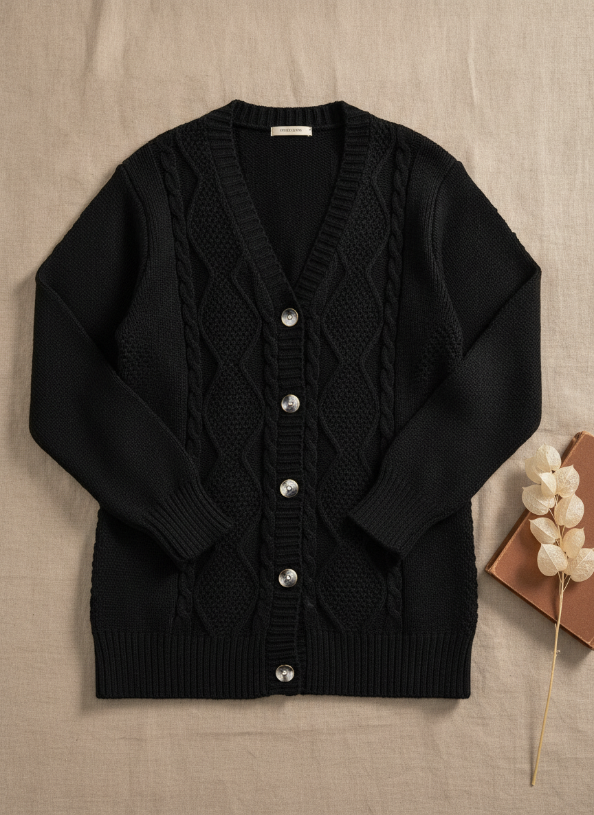 Soft Cable Knit Button Front Cardigan for Everyday Layering