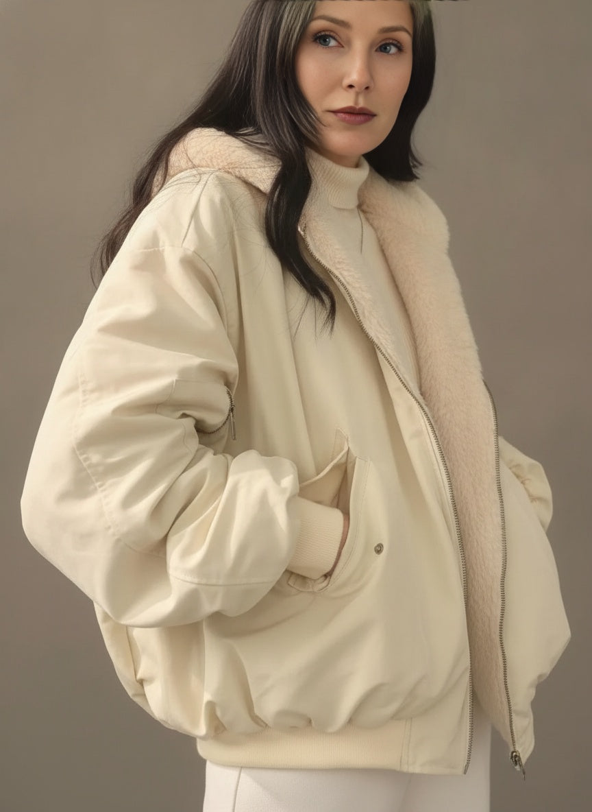 Reversible Cotton Fleece Hooded Winter Coat
