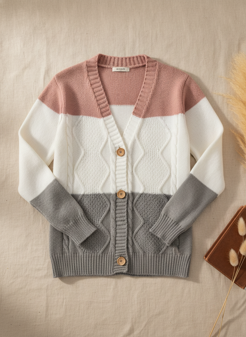 Soft Cable Knit Button Front Cardigan for Everyday Layering