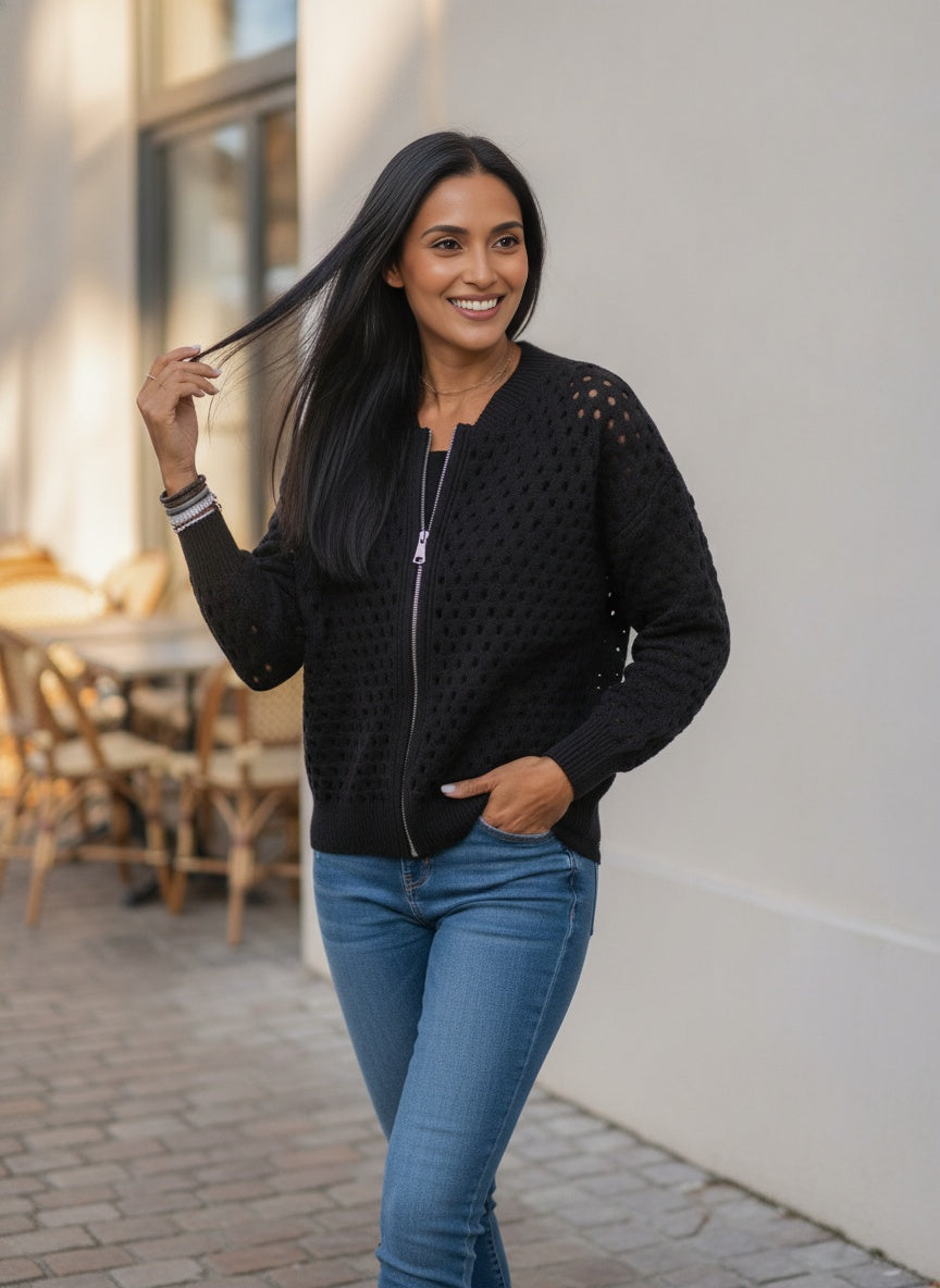 Soft Knitted Zip Cardigan – Relaxed Fit