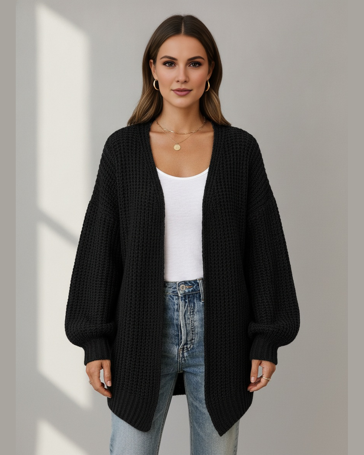 Open Front Knit Cardigan – Soft Casual Layering Jumper