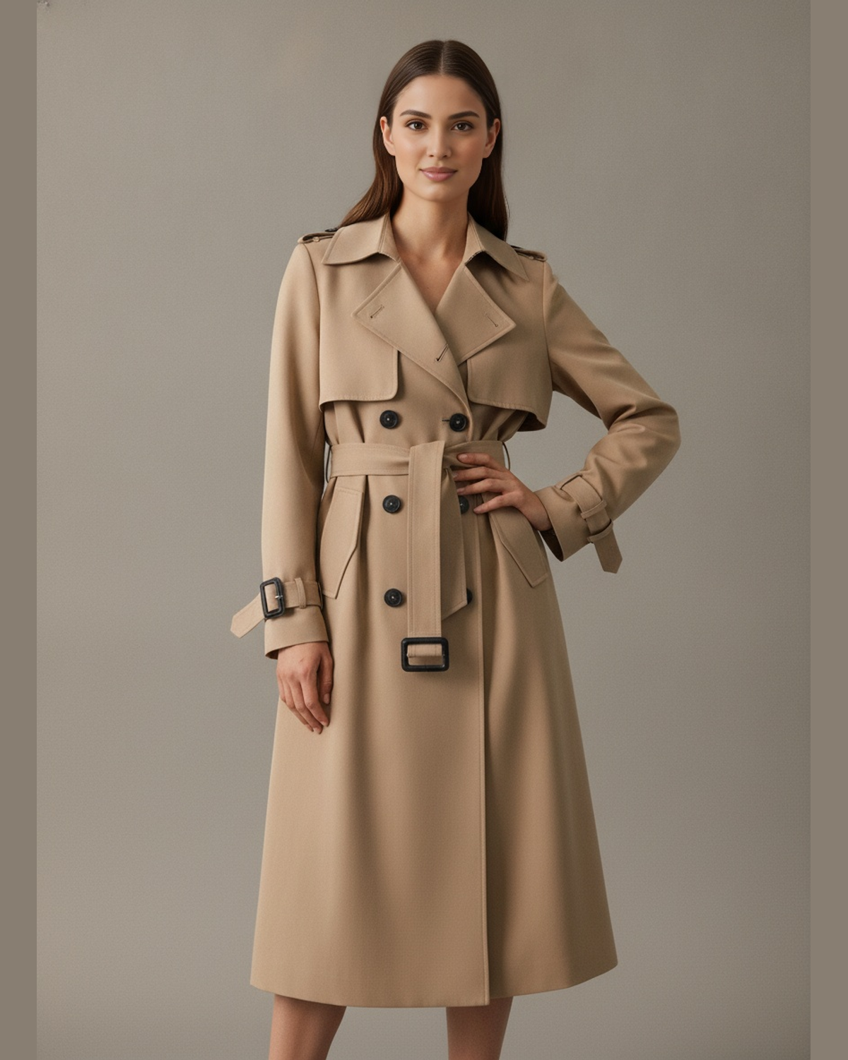 Women's Longline Double Breasted Belted Trench Coat