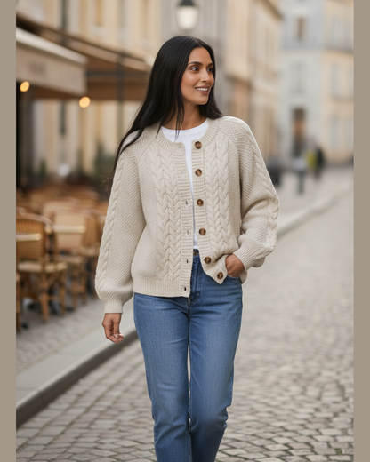 Women's Cable Knit Button Front Cardigan