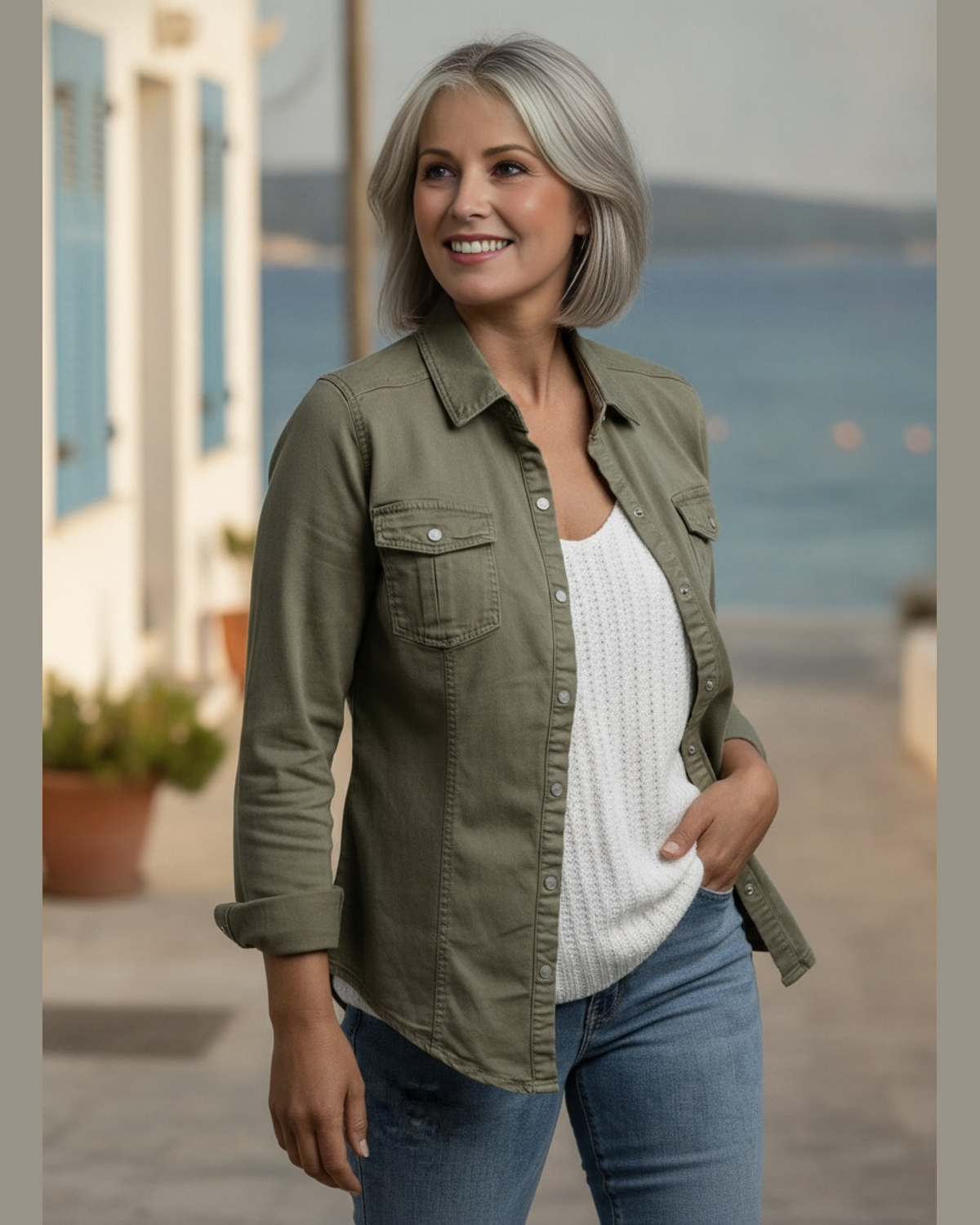 Classic Button-Front Overshirt with Chest Pockets