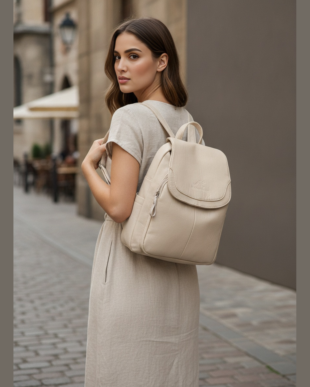 Women's Embossed Leather-Look Anti-Theft Backpack Bag