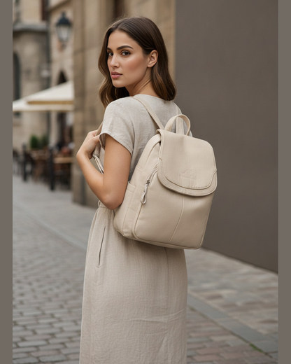 Women's Embossed Leather-Look Anti-Theft Backpack Bag
