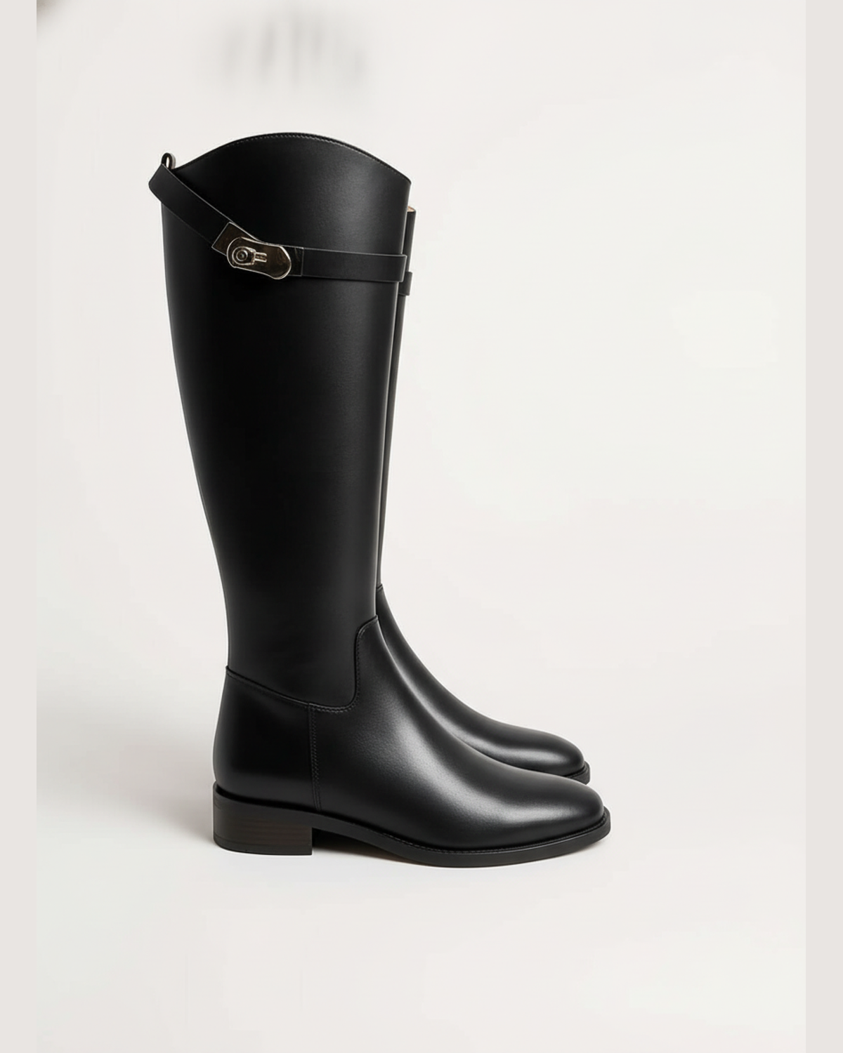 Women's Buckle Knee-High Boots — Black