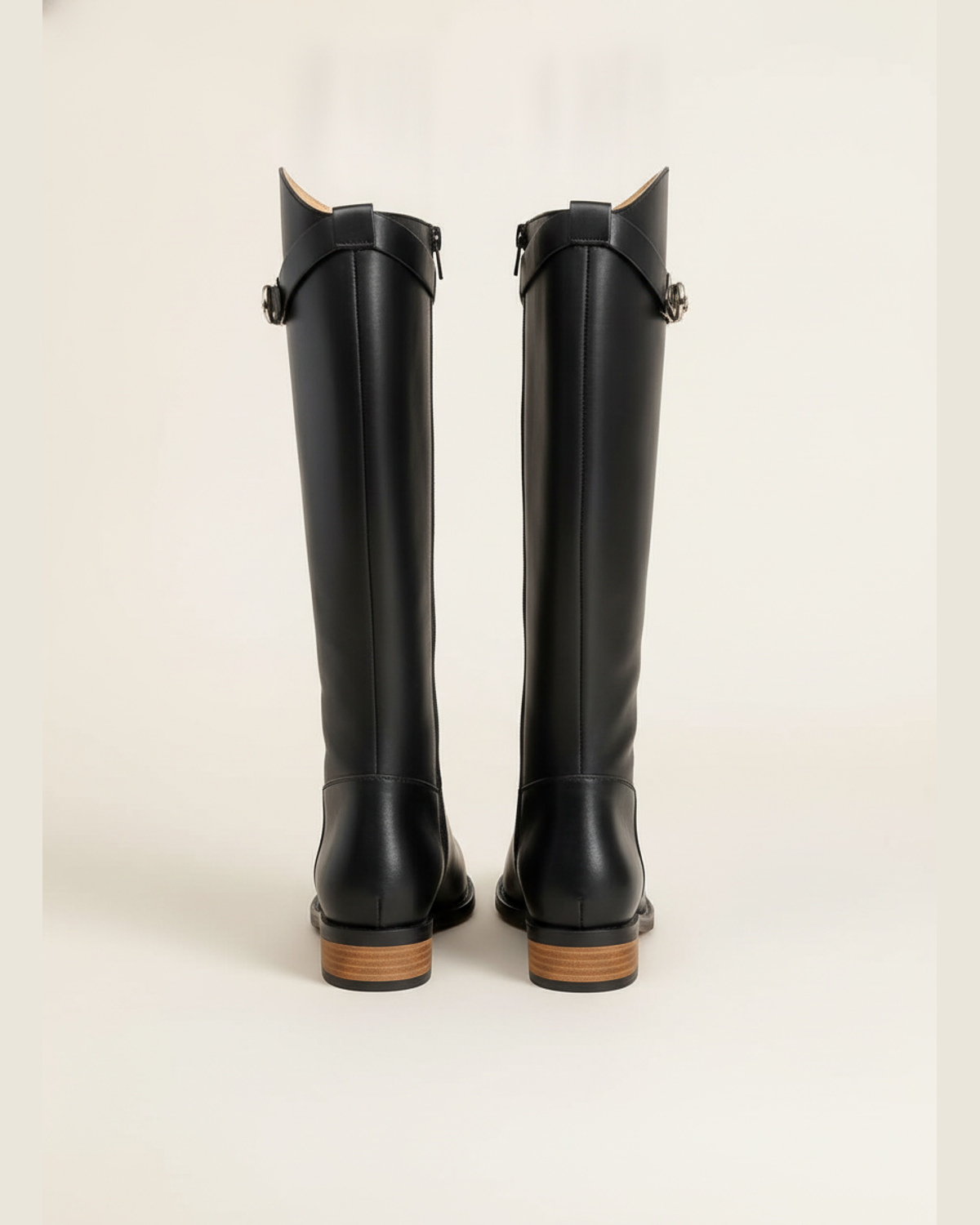 Women's Buckle Knee-High Boots — Black