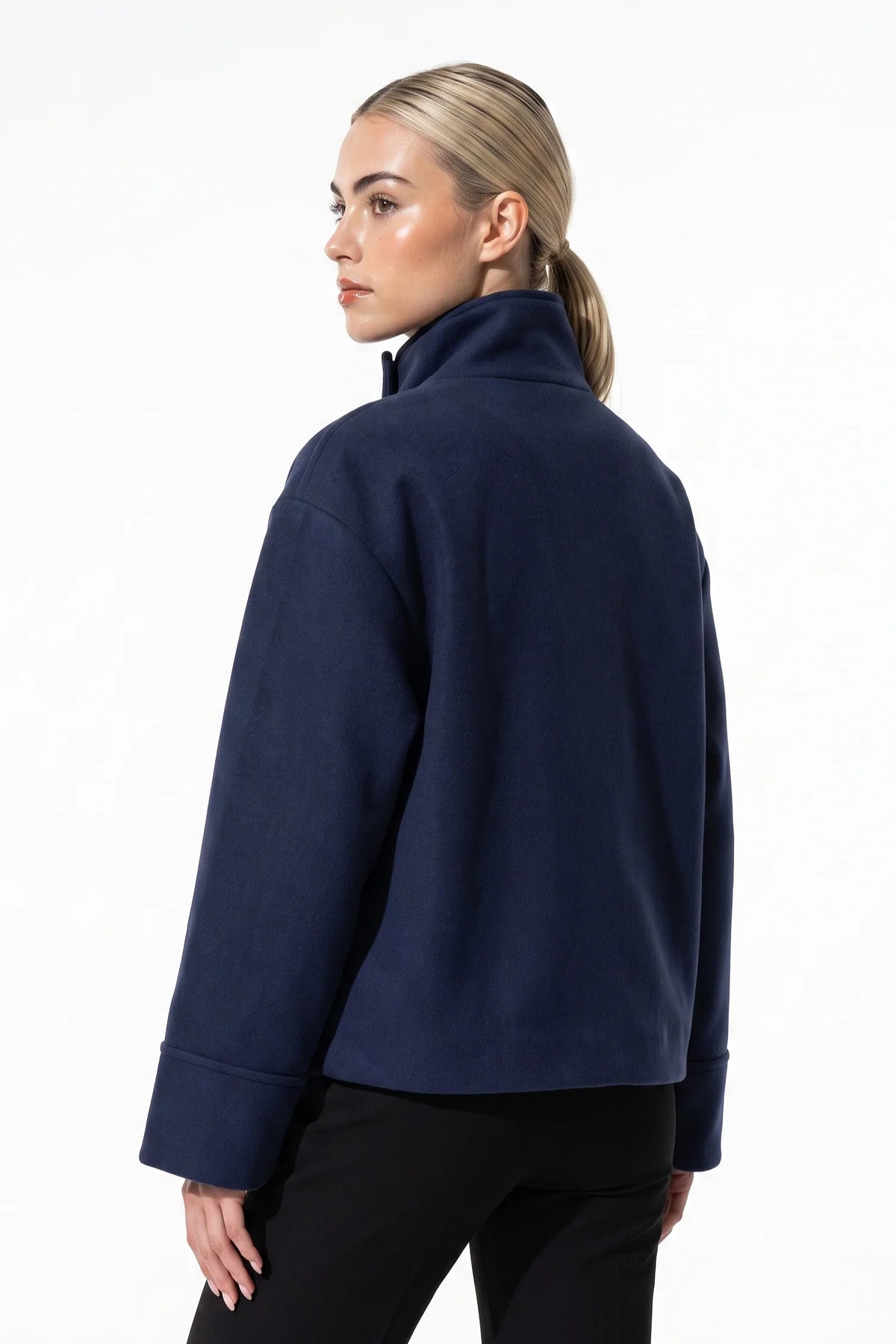 Women's Button-Up High Collar Short Coat
