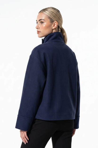 Women's Button-Up High Collar Short Coat