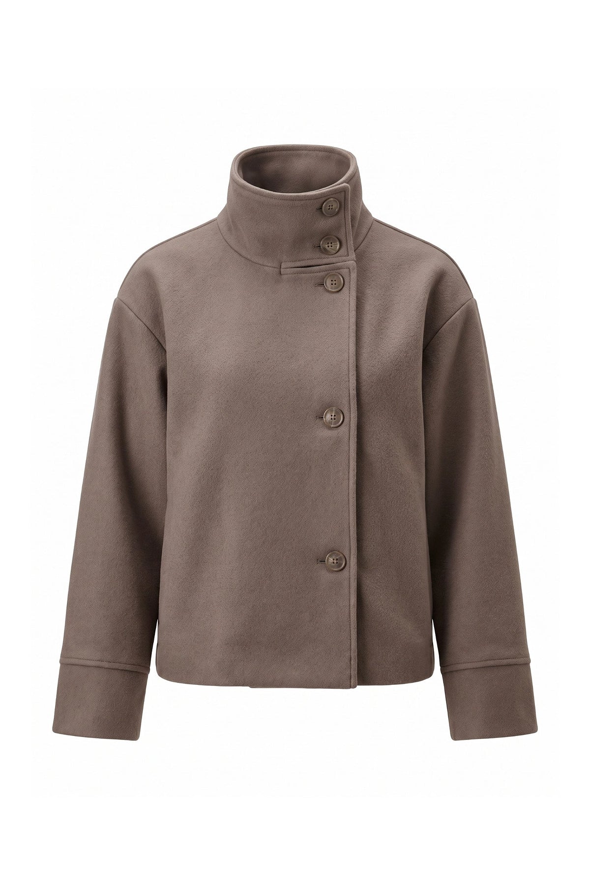 Women's Button-Up High Collar Short Coat