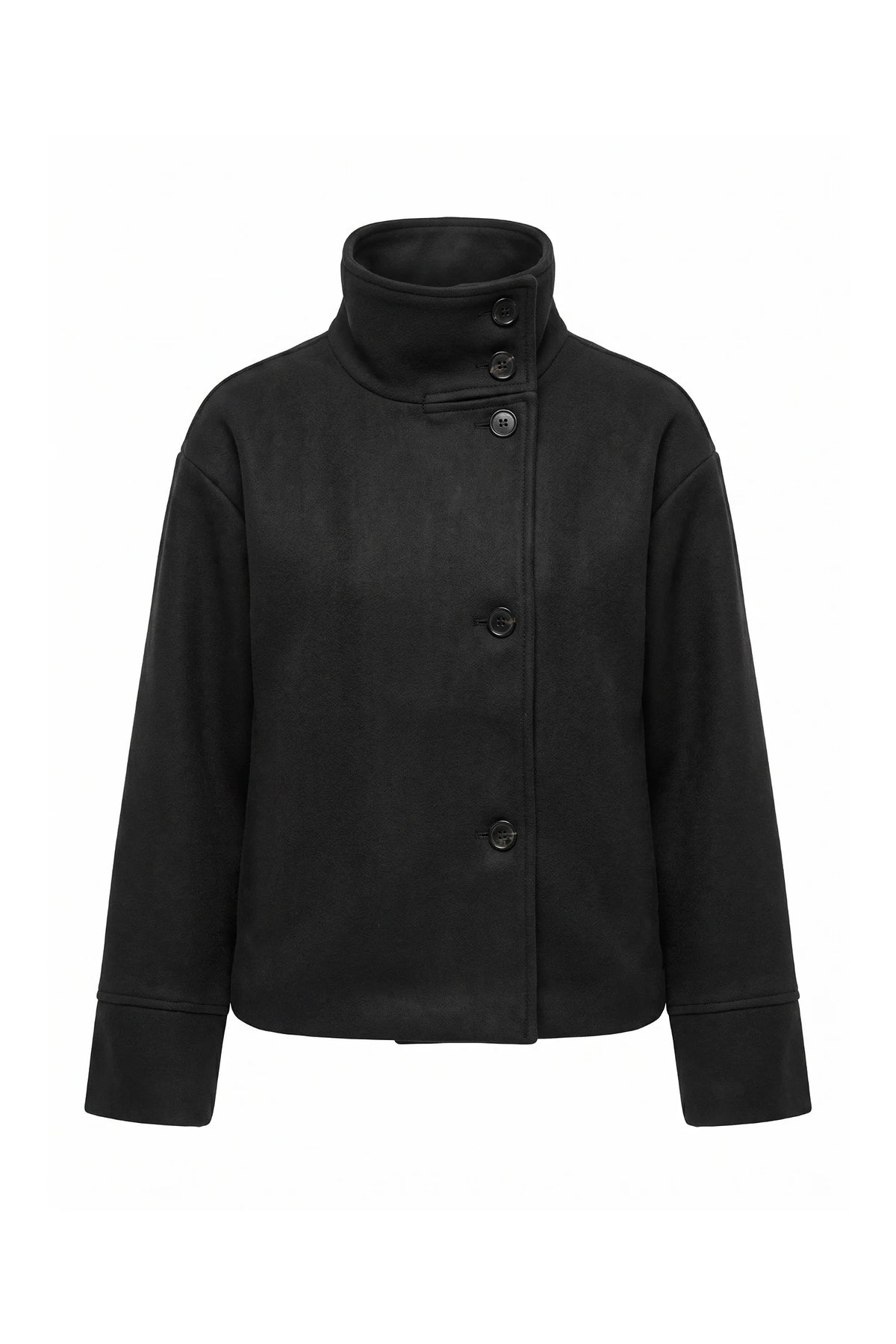 Women's Button-Up High Collar Short Coat