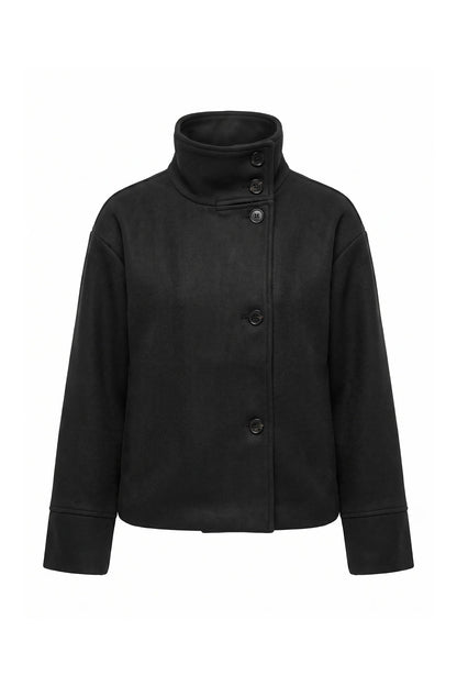 Women's Button-Up High Collar Short Coat