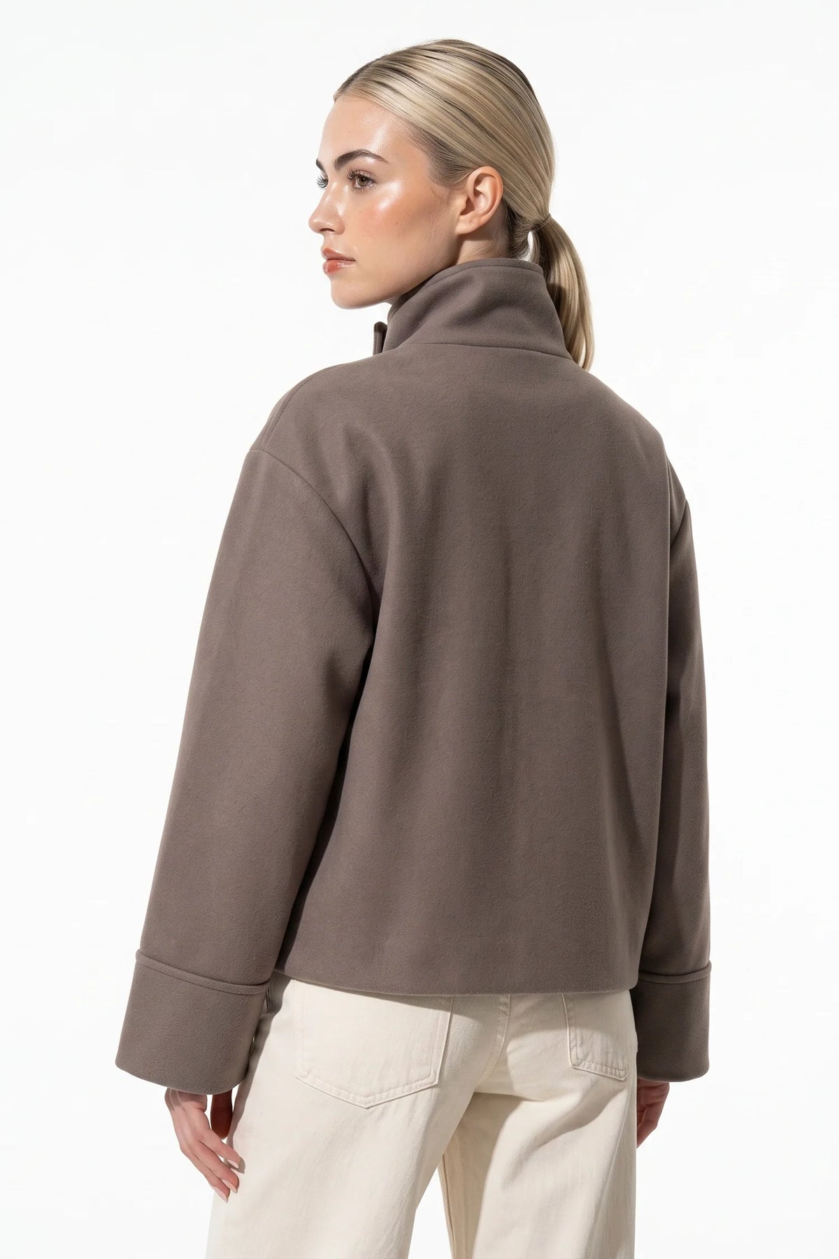 Women's Button-Up High Collar Short Coat