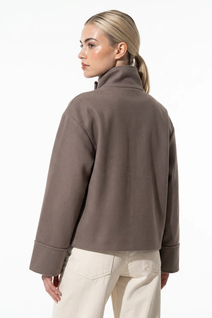 Women's Button-Up High Collar Short Coat