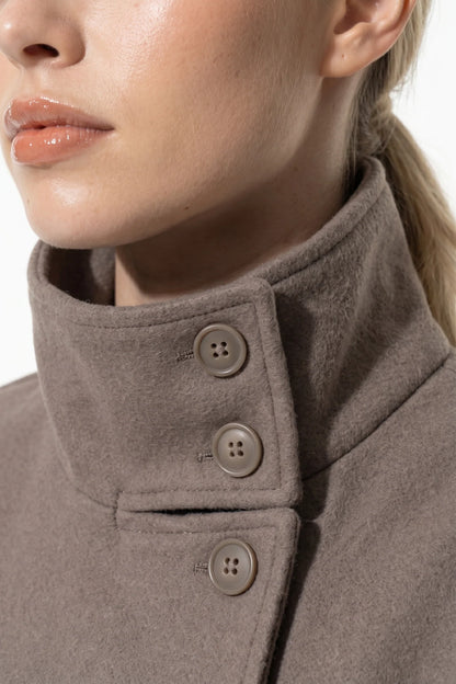 Women's Button-Up High Collar Short Coat