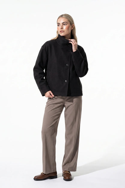 Women's Button-Up High Collar Short Coat