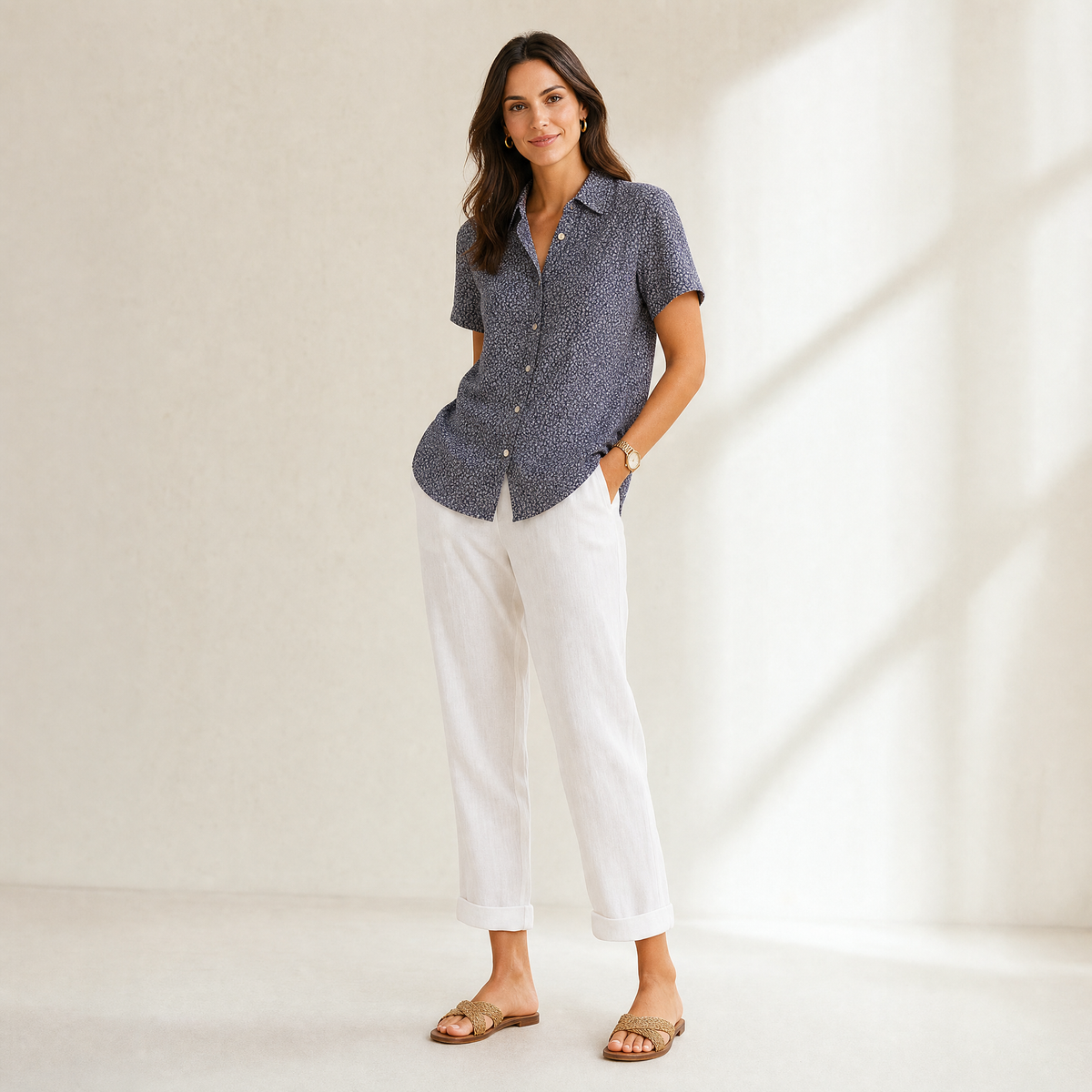 Relaxed Straight Leg Trousers for Everyday Comfort — White