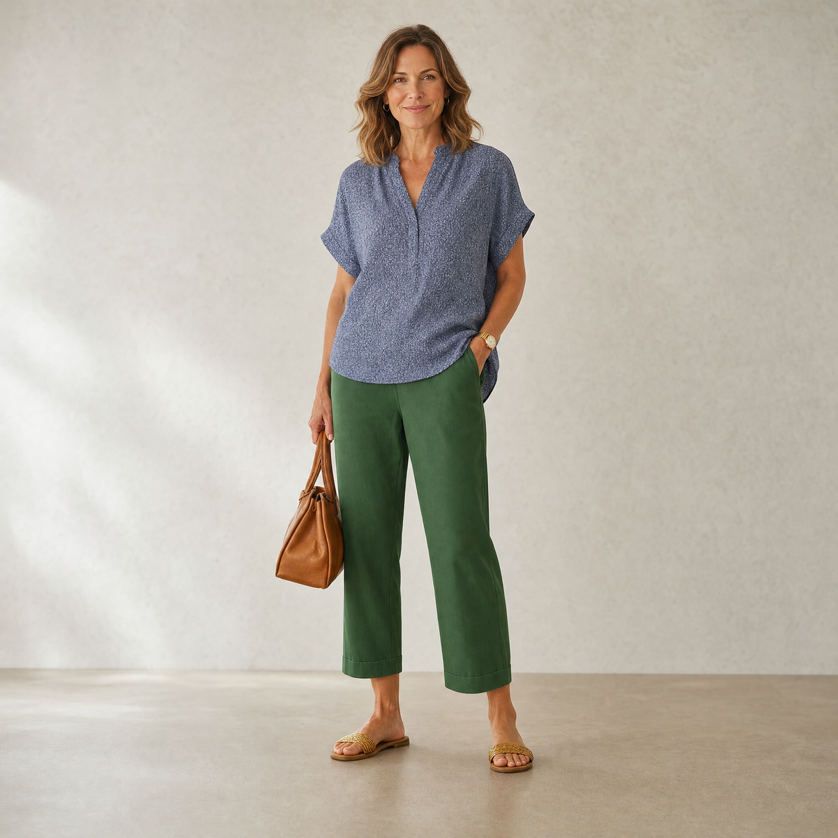 Relaxed Straight Leg Trousers for Everyday Comfort — Green