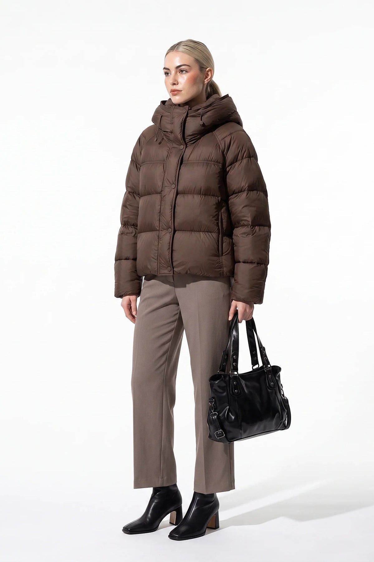 Women's Cropped Hooded Puffer Jacket