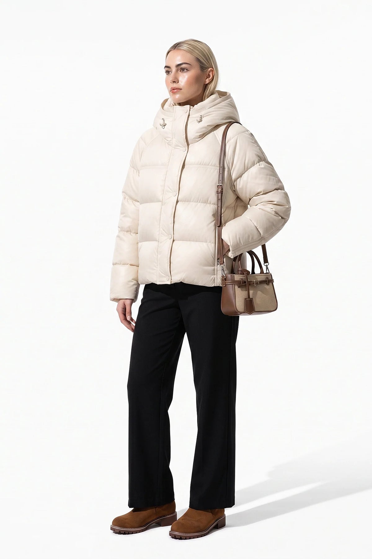 Women's Cropped Hooded Puffer Jacket