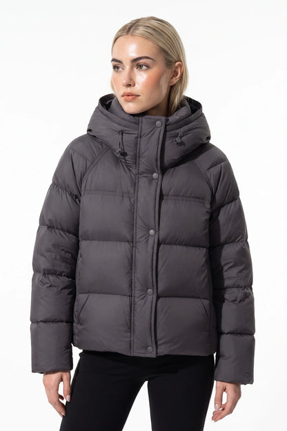 Women's Warm Hooded Puffer Winter Jacket — Grey