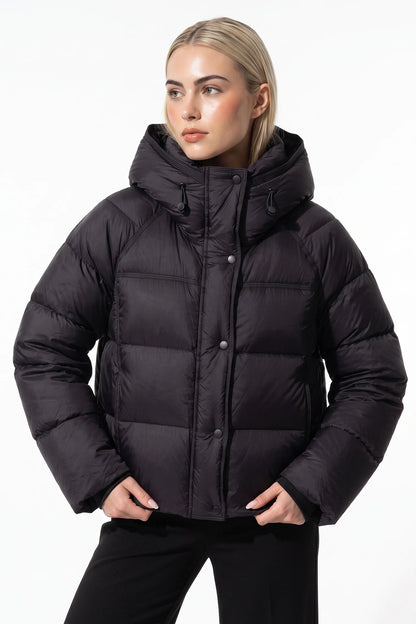Women's Warm Hooded Puffer Winter Jacket — Black
